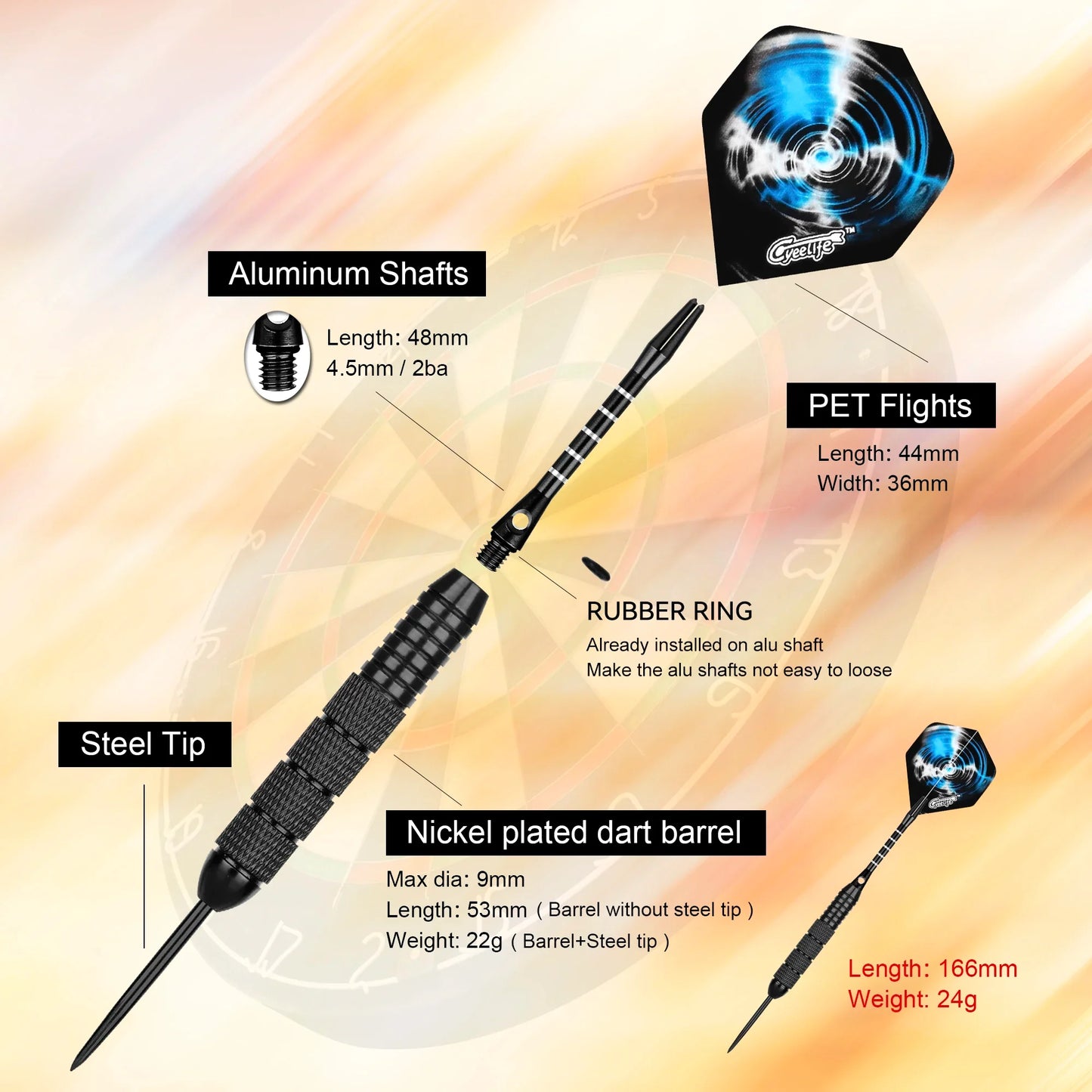 CyeeLife 6/12PCS 24G hard dart steel needle