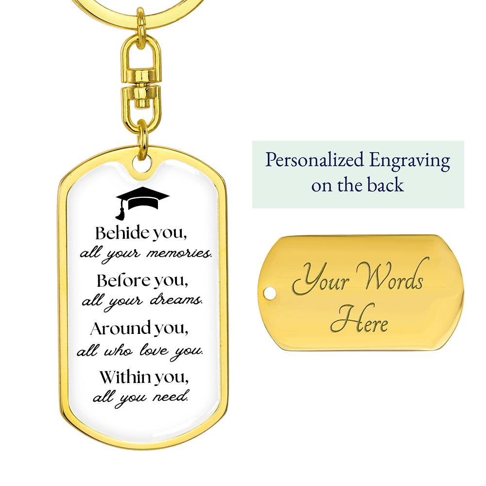 Graduate Gift Dog Tag Keychain