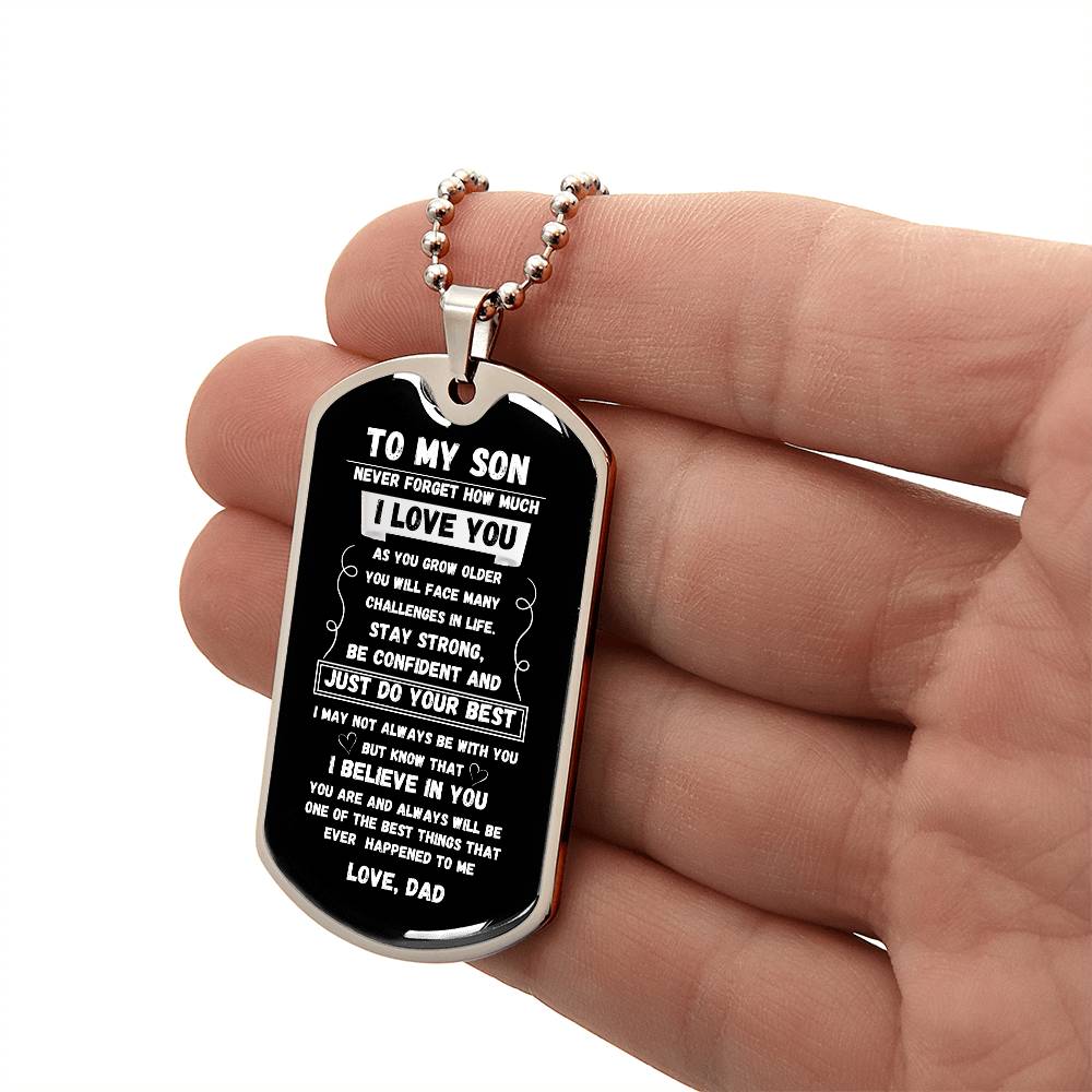 To My Son "Never Forget" Dog Tag Military Necklace