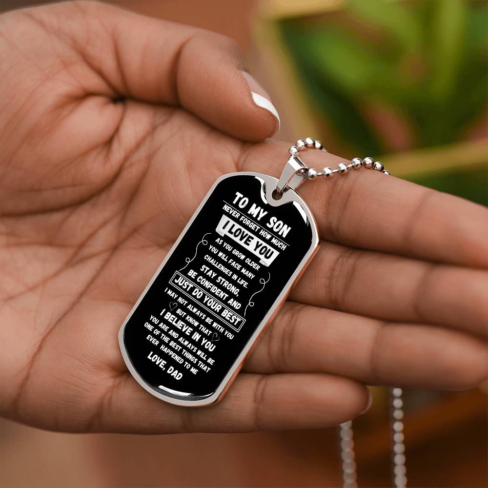 To My Son "Never Forget" Dog Tag Military Necklace