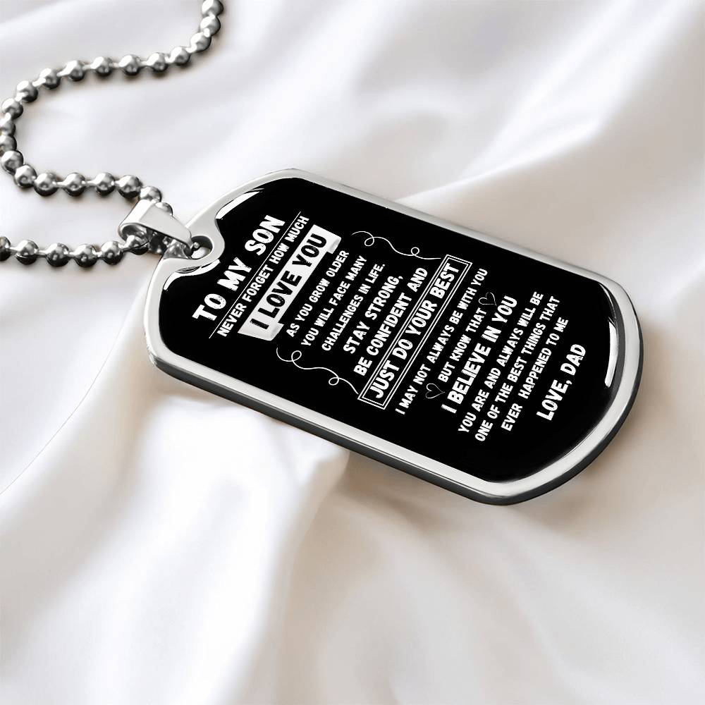 To My Son "Never Forget" Dog Tag Military Necklace