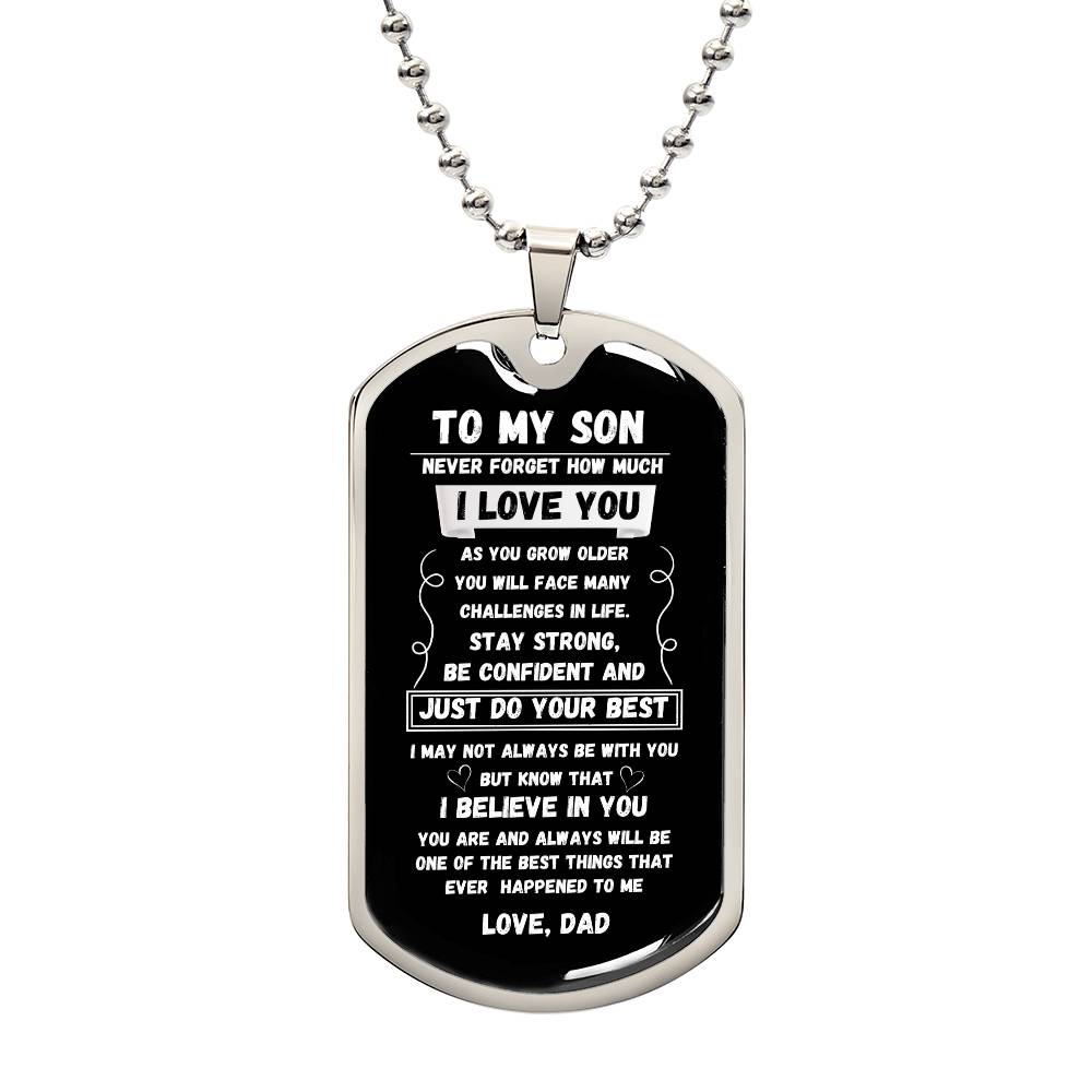 To My Son "Never Forget" Dog Tag Military Necklace