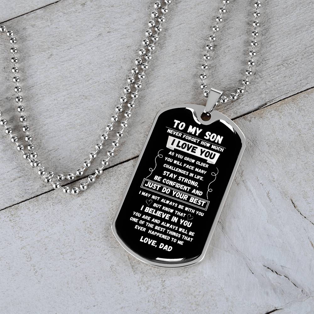 To My Son "Never Forget" Dog Tag Military Necklace
