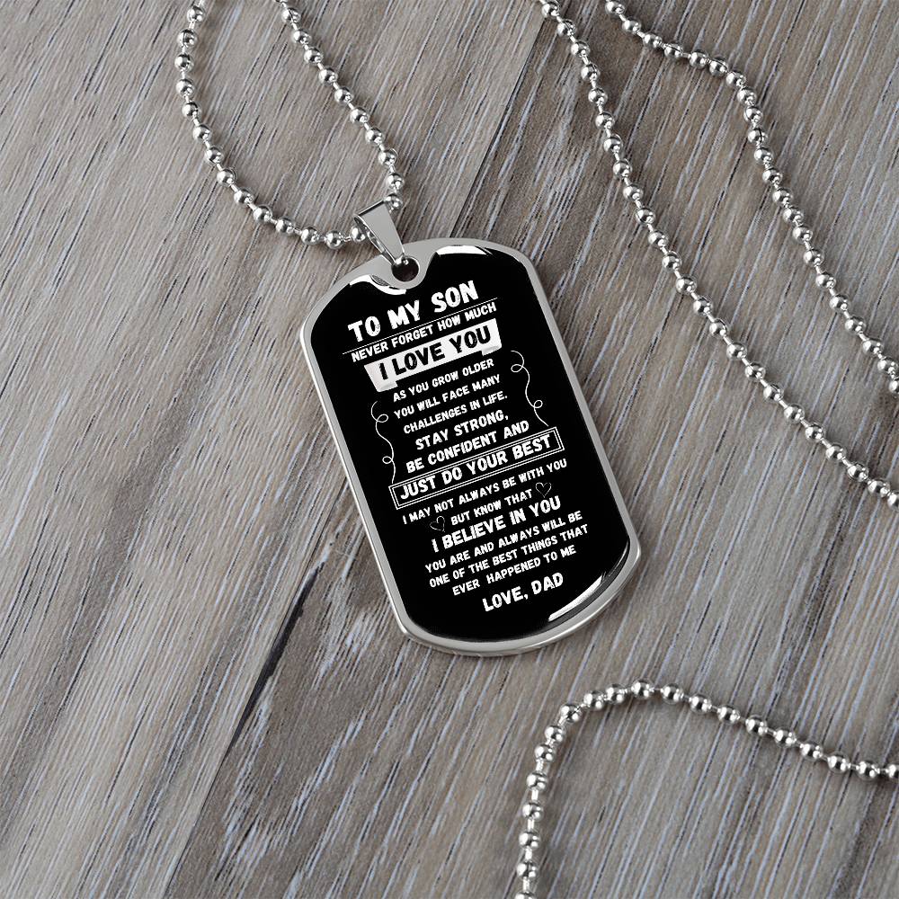 To My Son "Never Forget" Dog Tag Military Necklace
