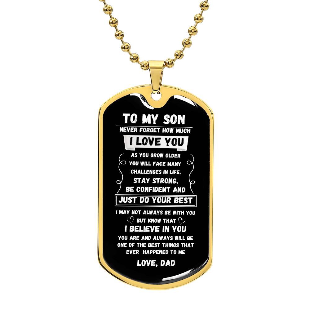 To My Son "Never Forget" Dog Tag Military Necklace