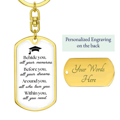 Graduate Gift Dog Tag Keychain
