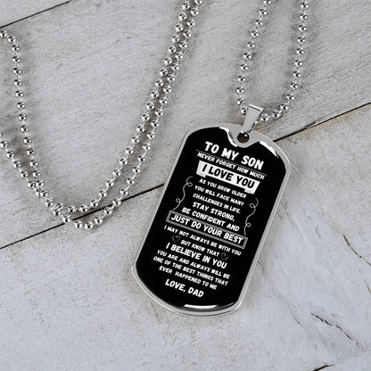 To My Son "Never Forget" Dog Tag Military  Necklace