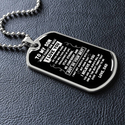 To My Son "Never Forget" Dog Tag Military  Necklace