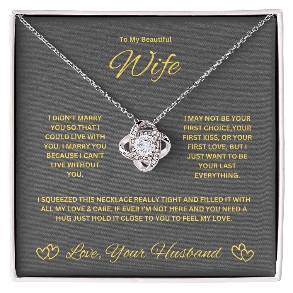 Wife Love Knot Necklace. Husband's Gift To Wife.