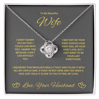 Wife Love Knot Necklace. Husband's Gift To Wife.