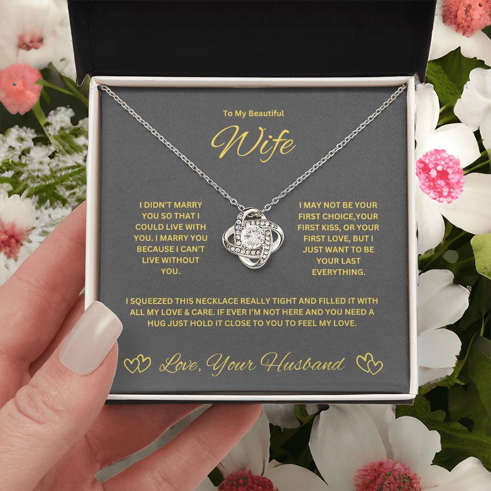 Wife Love Knot Necklace. Husband's Gift To Wife.