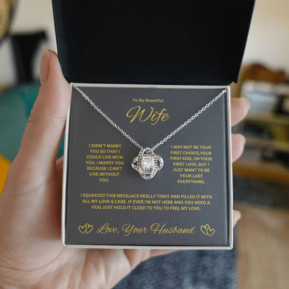Wife Love Knot Necklace. Husband's Gift To Wife.