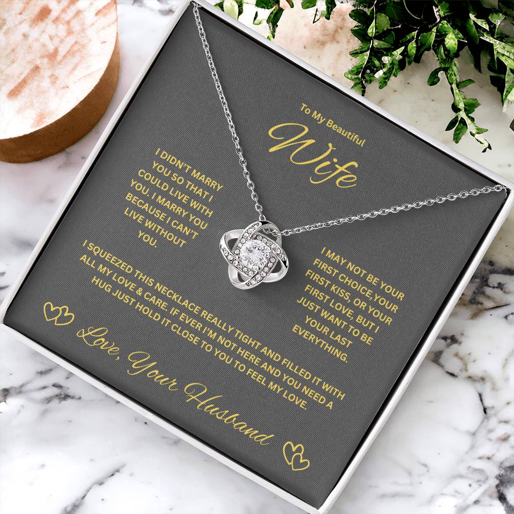 Wife Love Knot Necklace. Husband's Gift To Wife.