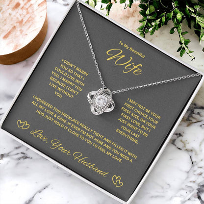 Wife Love Knot Necklace. Husband's Gift To Wife.