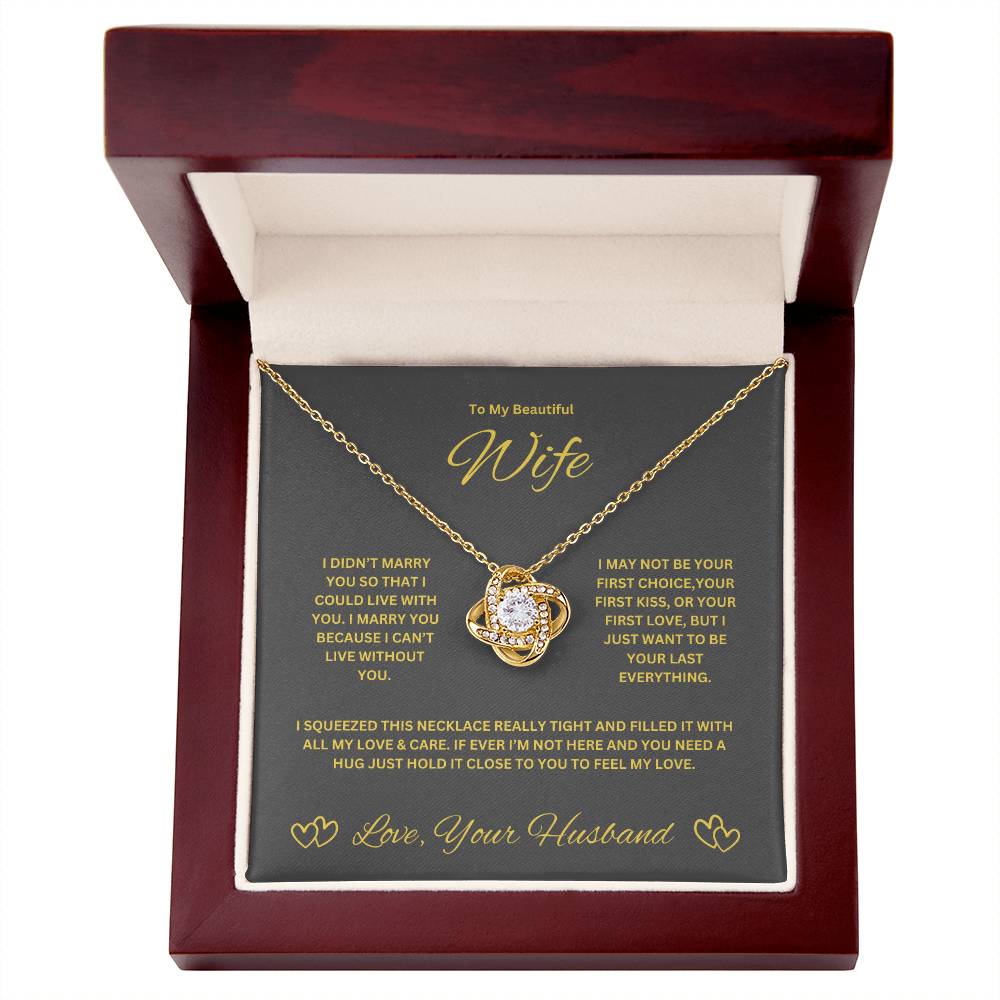Wife Love Knot Necklace. Husband's Gift To Wife.