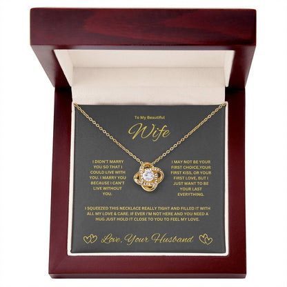 Wife Love Knot Necklace. Husband's Gift To Wife.