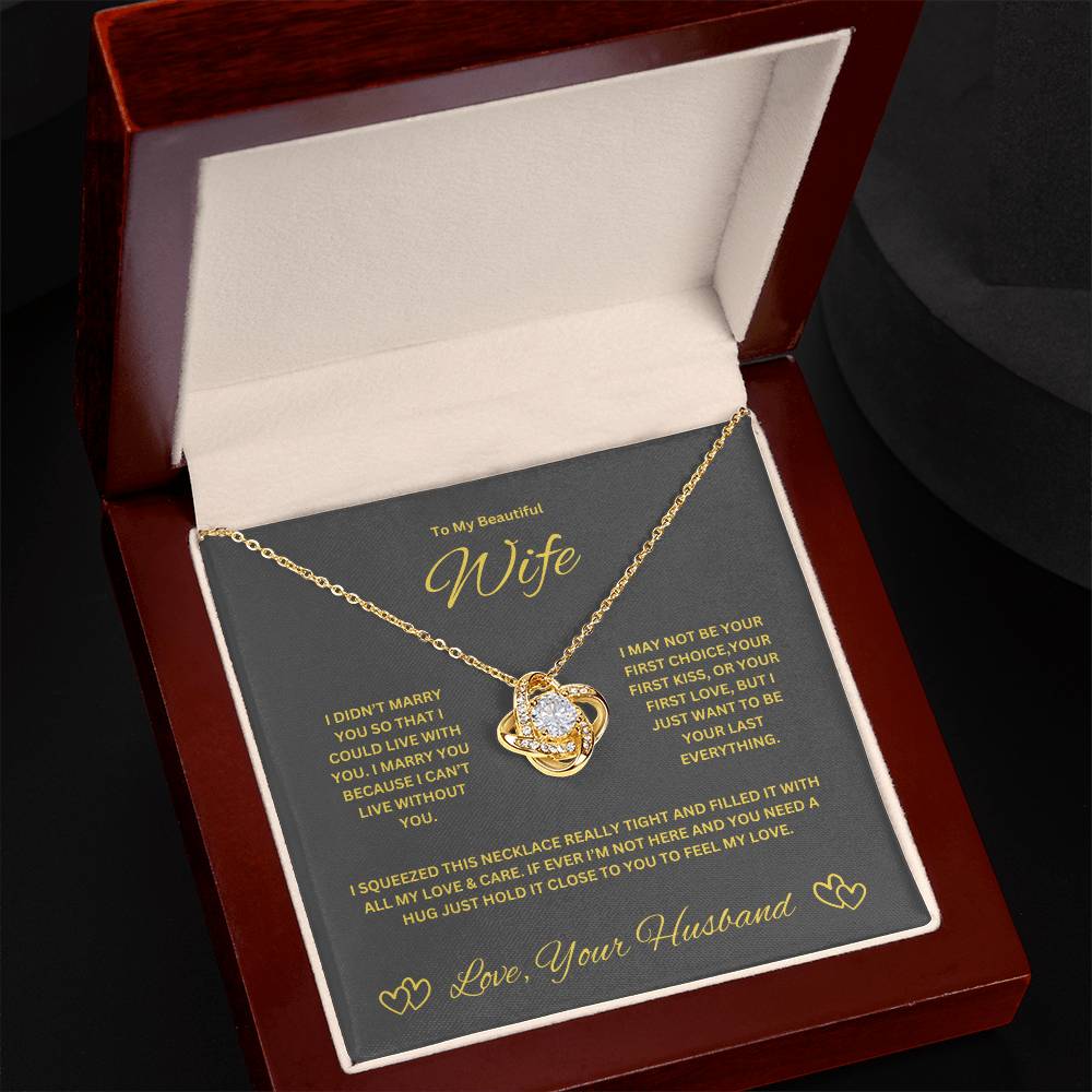 Wife Love Knot Necklace. Husband's Gift To Wife.