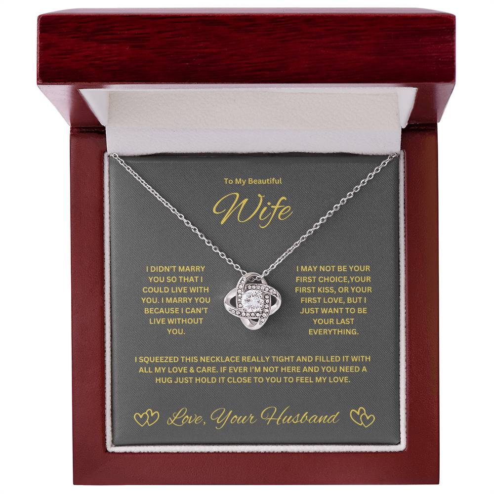 Wife Love Knot Necklace. Husband's Gift To Wife.