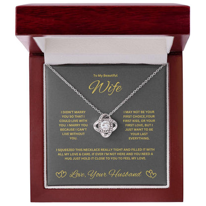 Wife Love Knot Necklace. Husband's Gift To Wife.